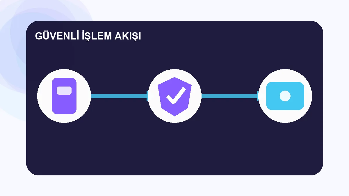 dijital cuzdan güvenli işlem akışı illüstrasyonu