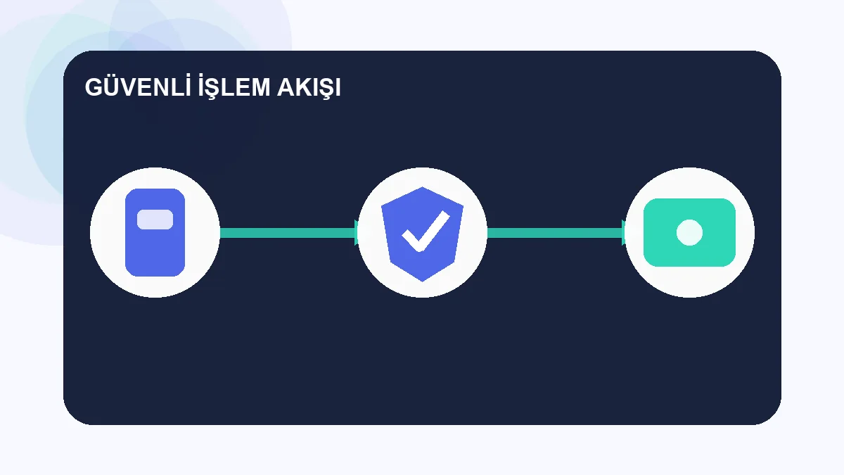 en guvenilir dijital cuzdan güvenli işlem akışı illüstrasyonu