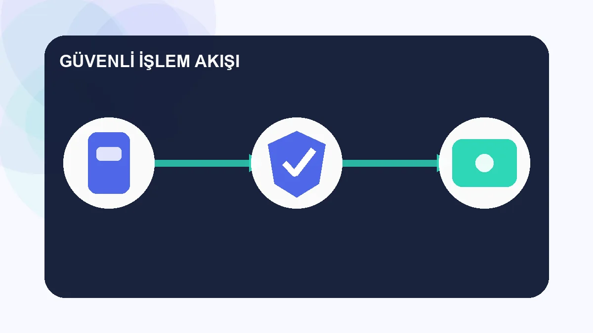 kripto destekli cuzdan güvenli işlem akışı illüstrasyonu